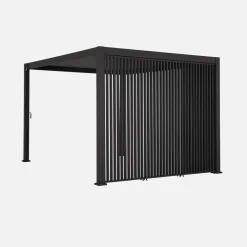 Pérgola bioclimática de aluminio 3x4m + 3 persianas verticales 1.3m