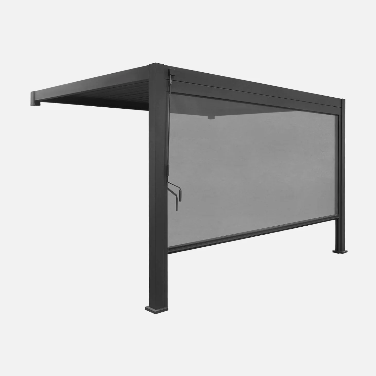 Pérgola bioclimática de aluminio adosada 3x4m + 1 toldo 4m