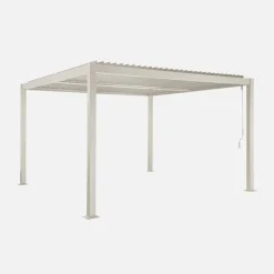 Pérgola bioclimática de aluminio y acero con lamas orientables, 3,6x3,6m