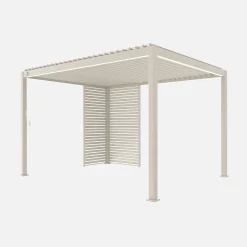 Pérgola bioclimática de aluminio 3x4m + 1 persiana 1m+ 1 persiana 1.3m