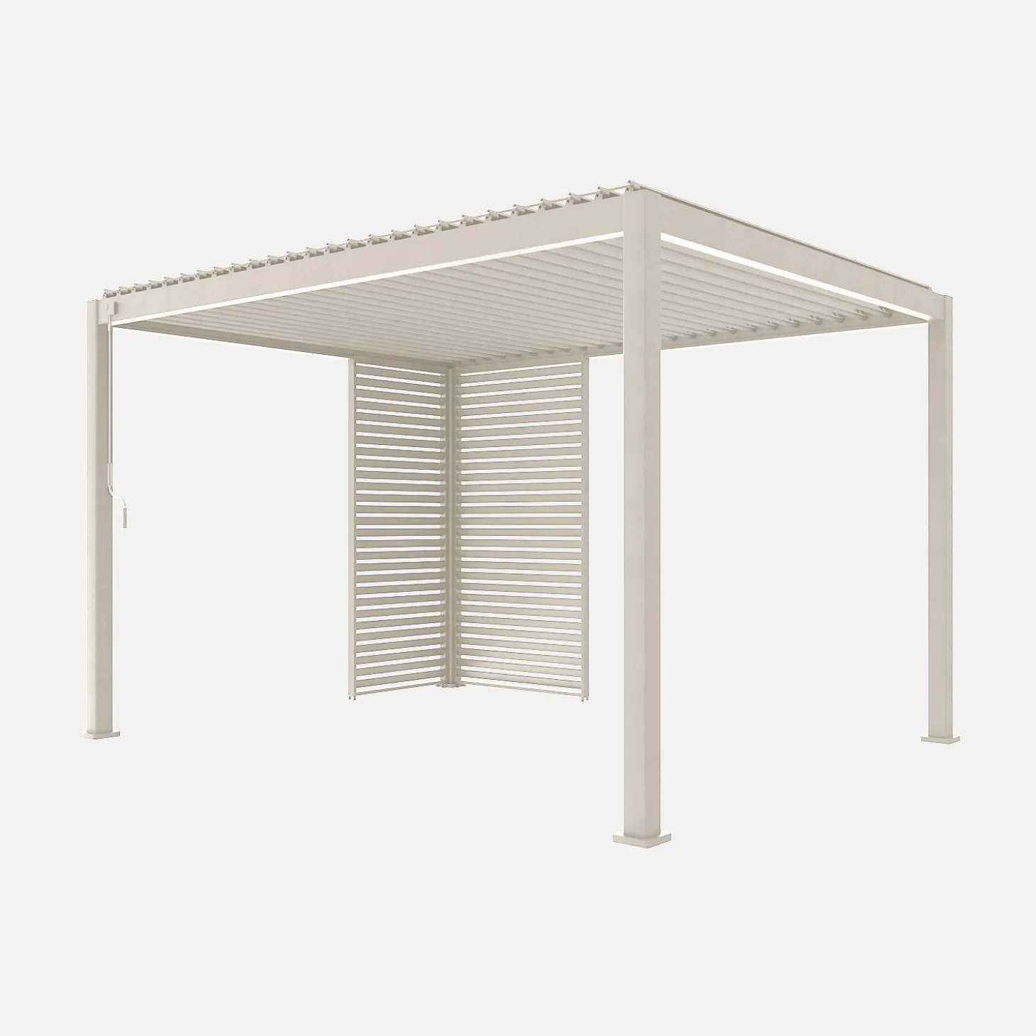 Pérgola bioclimática de aluminio 3x4m + 1 persiana 1m+ 1 persiana 1.3m