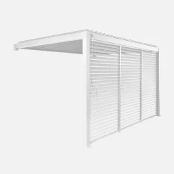 Pérgola bioclimática de aluminio adosada 3x4m + 3 persianas 1.3m