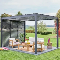Pérgola bioclimática de aluminio 3x4m + 3 persianas de 1m