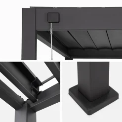 Pérgola bioclimática de aluminio 3x4m + 3 persianas de 1m