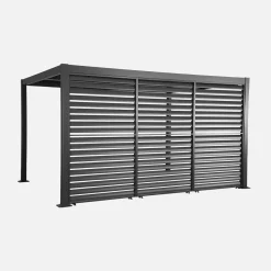 Pérgola bioclimática de aluminio y acero 3x4m + 3 persianas 1.3m