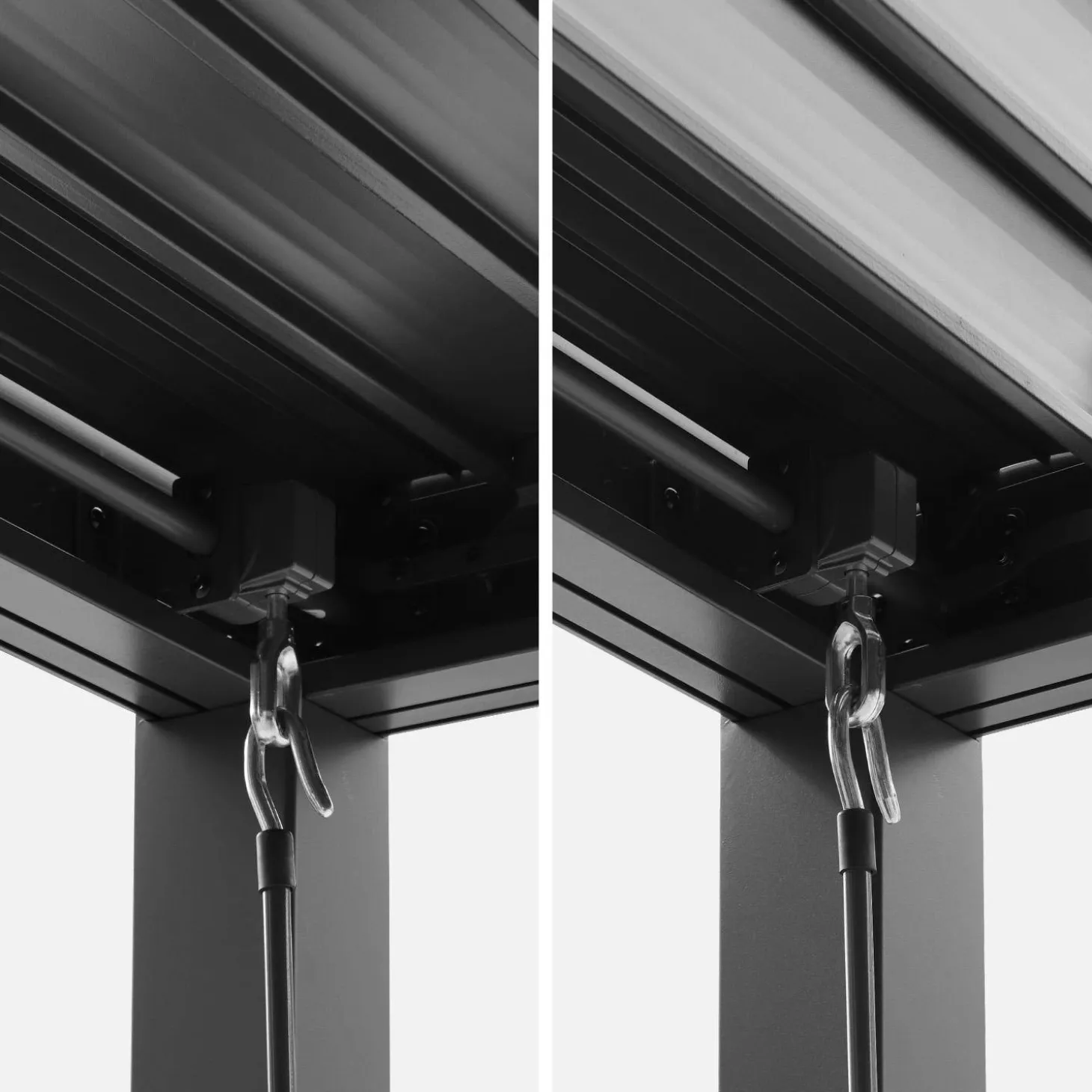 Pérgola bioclimática de aluminio y acero 3x4m + 3 persianas 1m