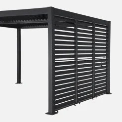 Pérgola bioclimática de aluminio y acero 3x4m + 3 persianas 1m