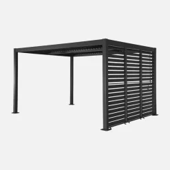 Pérgola bioclimática de aluminio y acero 3x4m + 3 persianas 1m