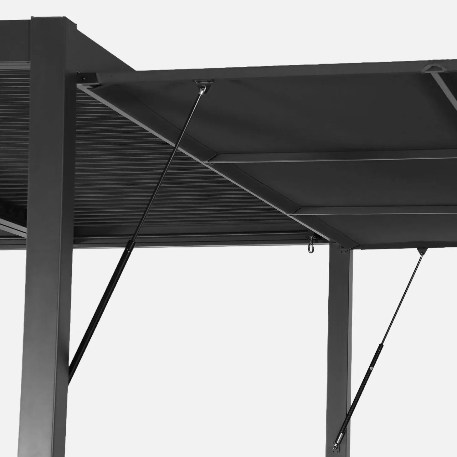 Pérgola bioclimática de aluminio y acero 3x4m + toldo 4m
