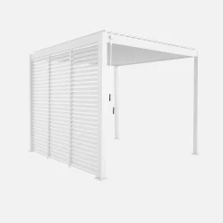Pérgola bioclimática de aluminio 3x3m con lamas orientables V2 + 3 persianas
