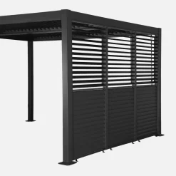 Pérgola bioclimática de aluminio y acero 3x4m + 3 persianas de 1m con lamas orientables