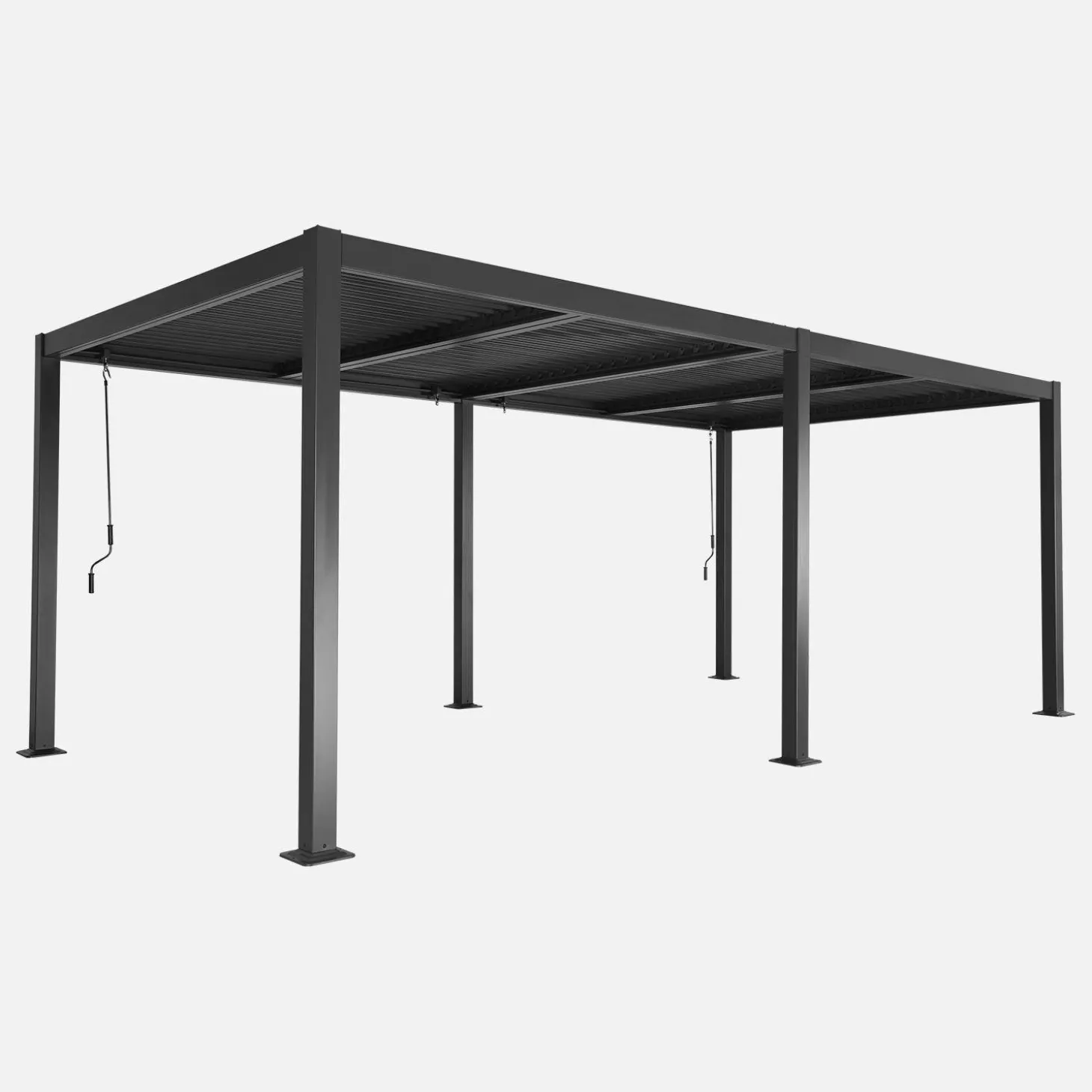 Pérgola bioclimática de aluminio y acero 3x6m con 2 toldos de 3m