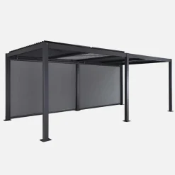 Pérgola bioclimática de aluminio y acero 3x6m con 2 toldos de 3m