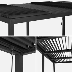 Pérgola bioclimática de aluminio y acero 3x6m con 2 toldos de 3m