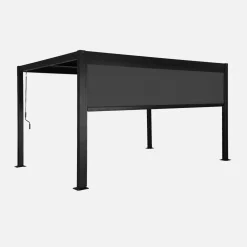 Pérgola bioclimática de aluminio y acero 3x4m con toldo 4m