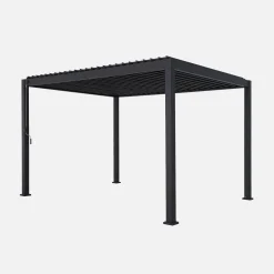Pérgola bioclimática de aluminio 3x4m + 3 persianas verticales 1m