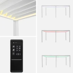 Pérgola bioclimática eléctrica de aluminio con LED 3x6m + 4 toldos de 3m