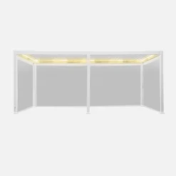 Pérgola bioclimática eléctrica de aluminio con LED 3x6m + 4 toldos de 3m
