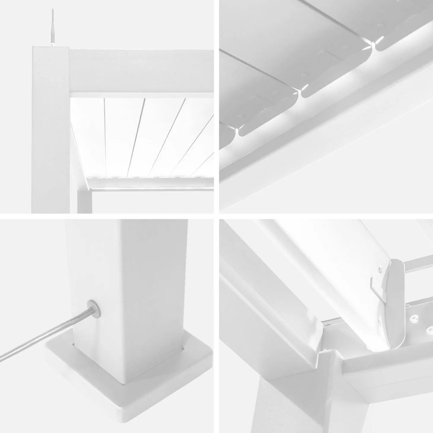 Pérgola bioclimática eléctrica de aluminio con LED 3x6m + 4 toldos de 3m