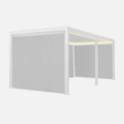 Pérgola bioclimática eléctrica de aluminio con LED 3x6m + 4 toldos de 3m