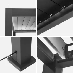 Pérgola bioclimática eléctrica de aluminio con LED 3x6m + 4 toldos de 3m