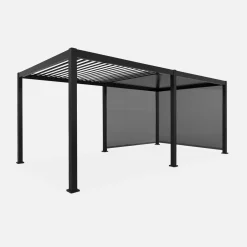 Pérgola bioclimática 3x6m + 2 toldos verticales de 3m