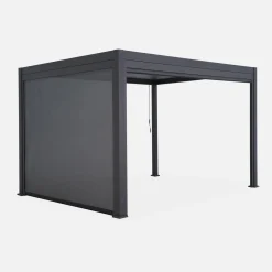 Pérgola bioclimática 3x4m con 2 toldos verticales de 3m y 4m