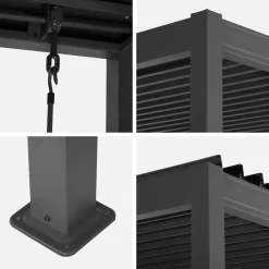 Pérgola bioclimática 3x3m de aluminio y acero con lamas orientables