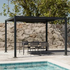 Pérgola bioclimática 3x3m de lamas de aluminio y acero