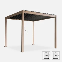 Pérgola bioclimática 3x3m de aluminio con lamas orientables