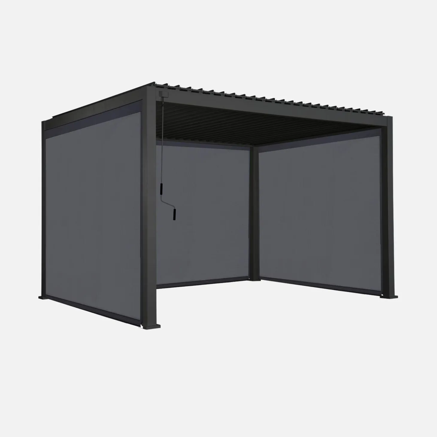 Pérgola bioclimática 3x4m de aluminio + 2 toldos de 3m + 1 toldo de 4m
