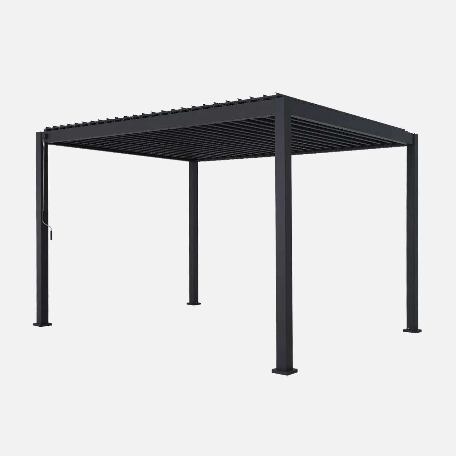 Pérgola bioclimática 3x4m de aluminio + 2 toldos de 3m + 1 toldo de 4m