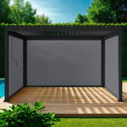 Pérgola bioclimática 3x4m de aluminio + 2 toldos de 3m + 1 toldo de 4m
