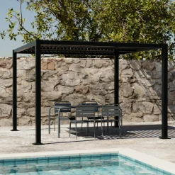 Pérgola bioclimática 3x3m de lamas de aluminio y acero