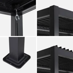 Pérgola bioclimática 3x3m de lamas de aluminio y acero