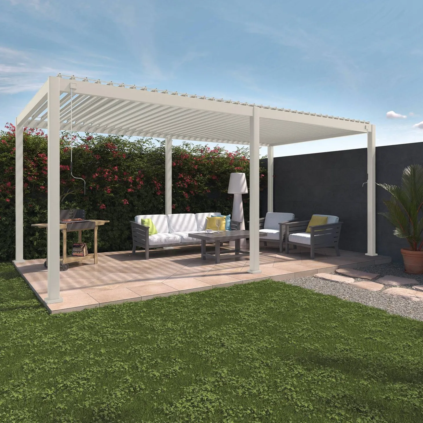 Pérgola bioclimática 3x6m de aluminio con lamas orientables