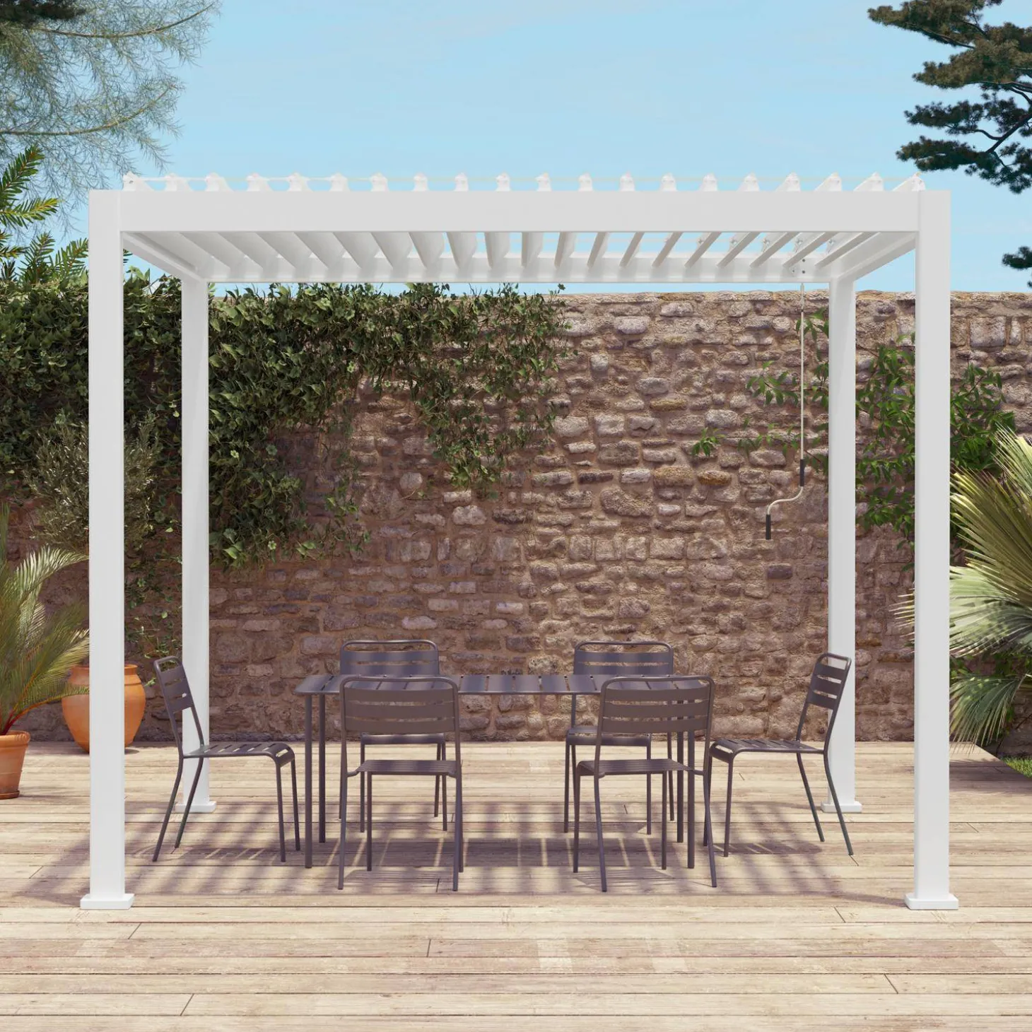 Pérgola bioclimática 3x3m de aluminio con lamas orientables