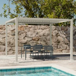 Pérgola bioclimática 3x3m de lamas de aluminio y acero