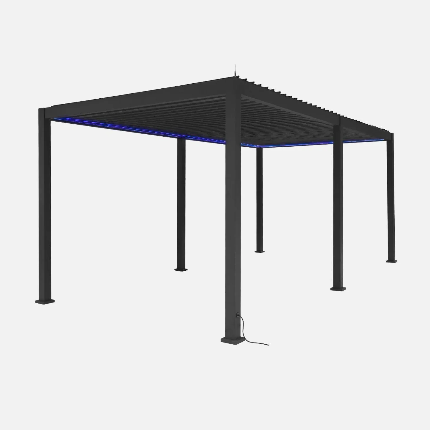 Pérgola bioclimática 3x6m eléctrica de aluminio con LED + 2 toldos de 3m