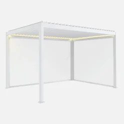 Pérgola bioclimática 3x4m eléctrica LED + toldo 3m + toldo 4m
