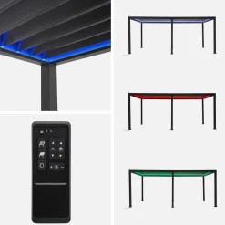 Pérgola bioclimática 3x6m eléctrica de aluminio con iluminación LED