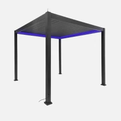 Pérgola bioclimática 3x3m eléctrica de aluminio con iluminación LED