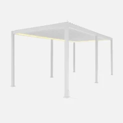 Pérgola bioclimática 3x6m eléctrica de aluminio con LED + 2 toldos de 3m