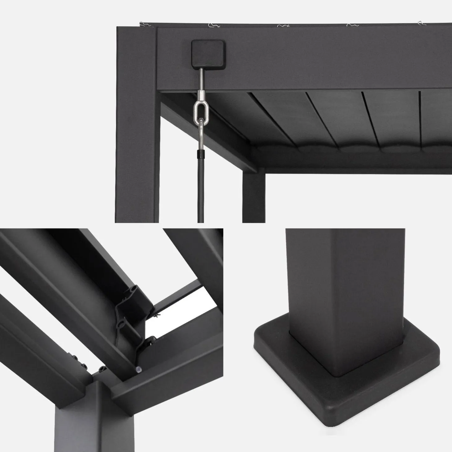 Pérgola bioclimática 3x3m V2 + 2 toldos verticales de 3m