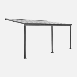 Pérgola cochera de aluminio con canalón integrado, 3x5m