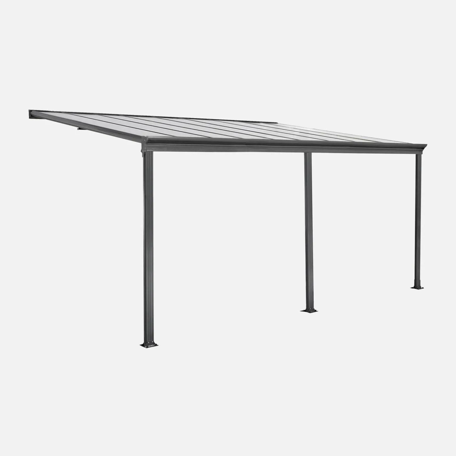 Pérgola cochera de aluminio con canalón integrado, 3x5m