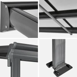 Pérgola cochera de aluminio con canalón integrado, 3x5m