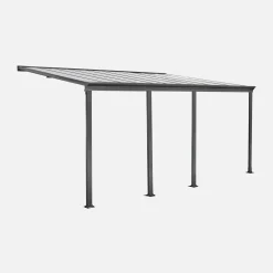 Pérgola cochera de aluminio con canalón integrado, 3x6m