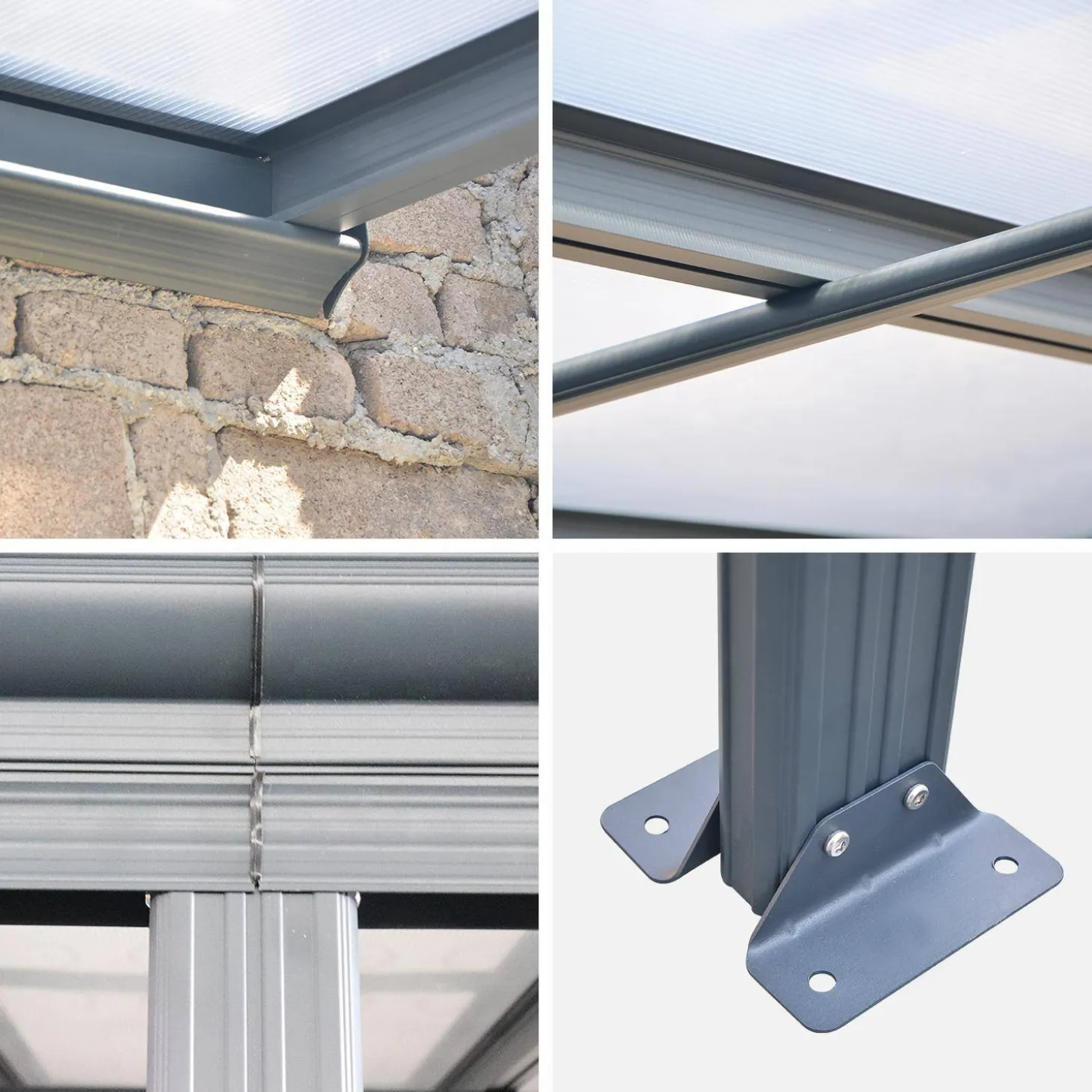 Pérgola 3x4.4m de aluminio con canalón