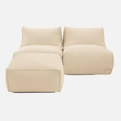 Puff con reposapiés de exterior en olefina, set de 2